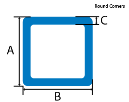Aluminum Round Cornered Square Tube cross section